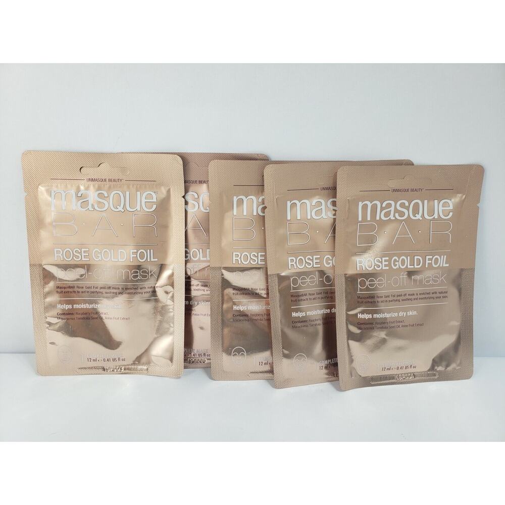 Masque Bar Rose Gold Foil Peel Off Mask Off Purify Sooth Moisturize 5Pack